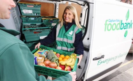 Deliveroo employee delivering groceries